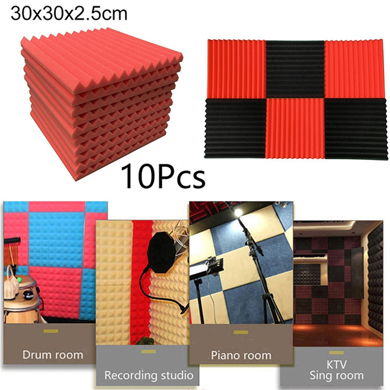 10Pcs Acoustic Wall Panels Sound Proofing Foam Pads Studio Treatments ...